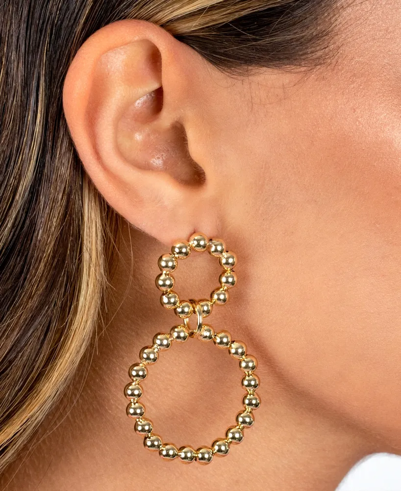 by Adina Eden 14k Gold-Plated Beaded Double Circle Drop Earrings