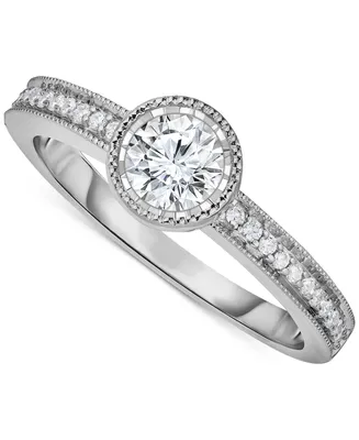 Diamond Bezel Milgrain Engagement Ring (5/8 ct. t.w.) in 14k White Gold