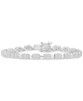 Diamond Round & Baguette Cluster Tennis Bracelet (2-1/2 ct. t.w.) in 14k White Gold