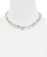 Guess Silver-Tone Alternating G Link Collar Necklace, 16" + 2" extender