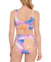 Salt Cove Juniors Printed Cropped Tankini Top Printed High Waist Bikini Bottoms Created For Macys