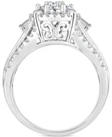 Diamond Round Halo Cluster Engagement Ring (1 ct. t.w.) in 14k White Gold