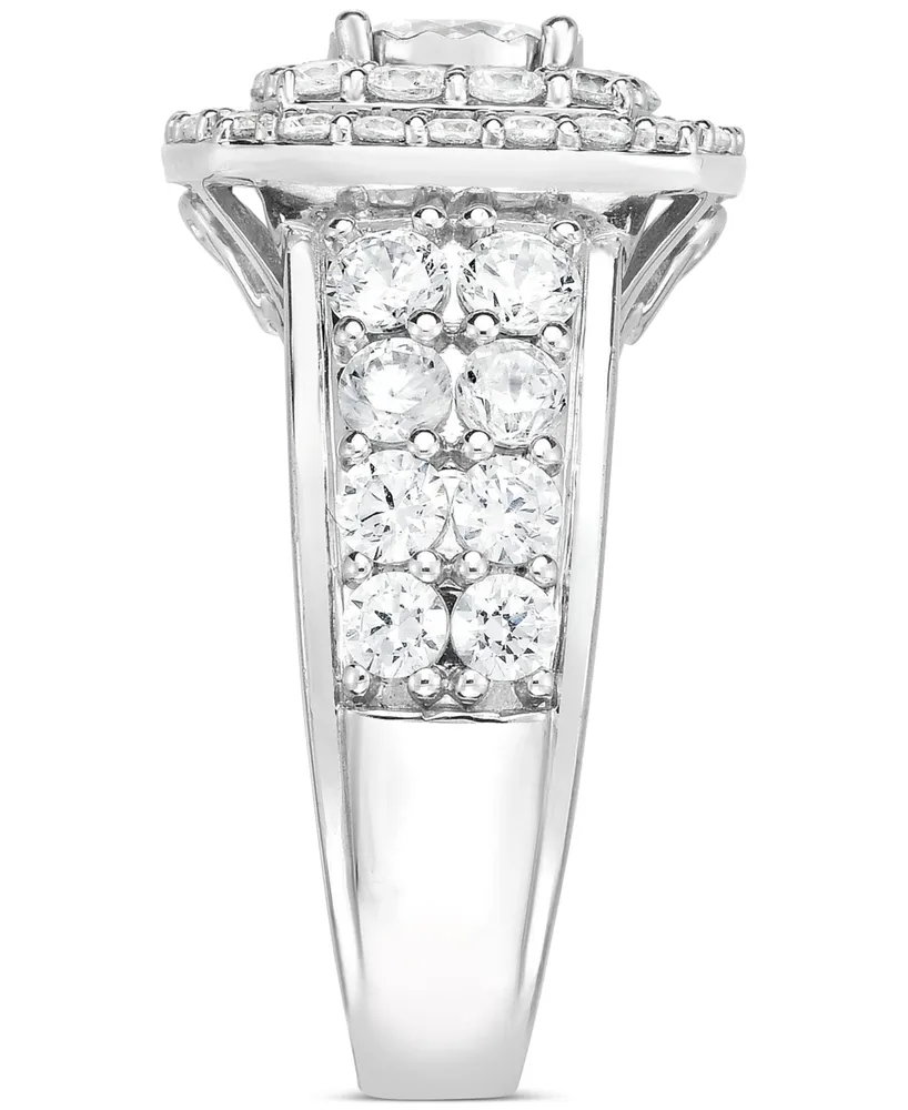 Diamond Double-Halo Engagement Ring (3 ct. t.w.) in 14k White Gold