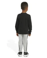 adidas Little Boys Cotton T-shirt and Heather Fleece Jogger Pants, 2 Piece Set