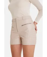 Furniq Uk Women's Leather Shorts, Beige