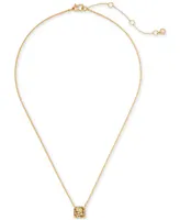 Kate Spade New York Gold-Tone Square Glitter Stone Mini Pendant Necklace, 17" + 3" extender