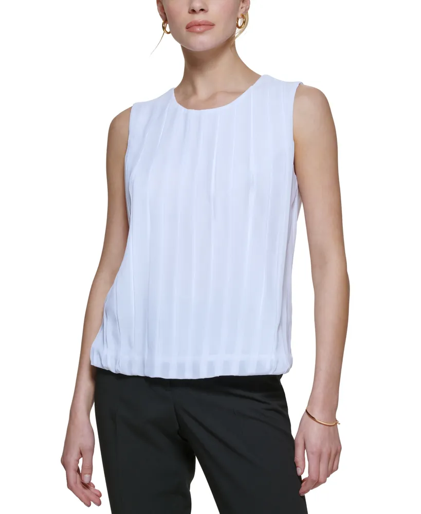 Calvin Klein Sleeveless Pleated Blouse