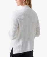 Sanctuary Women's Mock-Neck Asymmetric-Rib-Knit Sweater