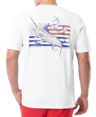 Guy Harvey Men's Go Offshore Stars & Stripes Logo Graphic T-Shirt