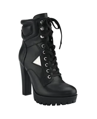 Guess Women's Tanisa Heeled Lace-Up Platform Hikers Booties