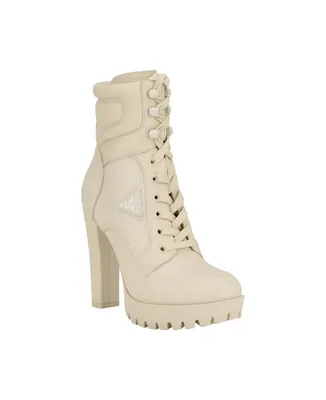 Guess Women's Tanisa Heeled Lace-Up Platform Hikers Booties