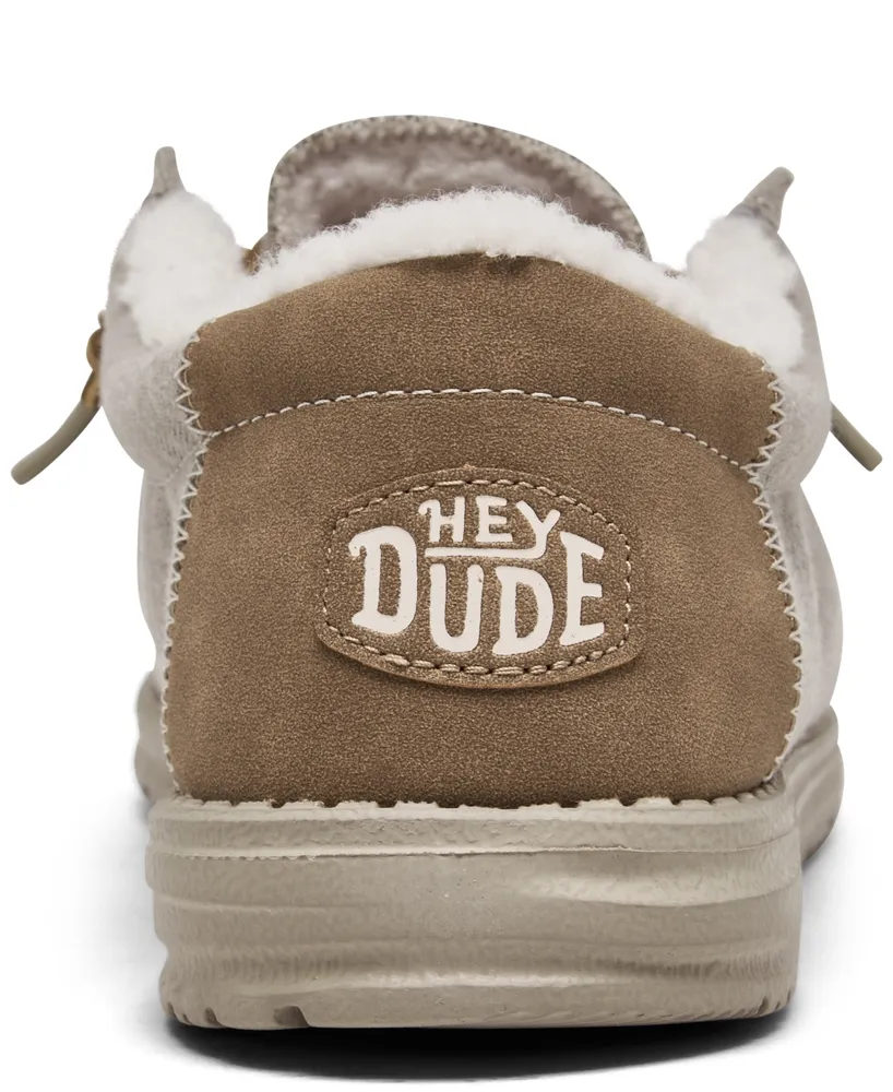 Hey Dude Men's Wally Herringbone Faux Sherpa Casual Moccasin Sneakers from Finish Line