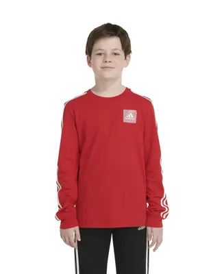 adidas Big Boys Long Sleeve Classic 3-Stripe T-shirt