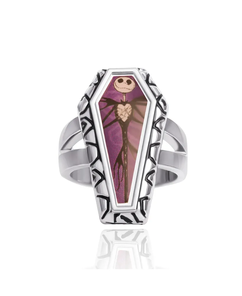 Disney The Nightmare Before Christmas Womens Jack Skellington Coffin-Shaped Ring - Size 7