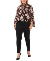 Vince Camuto Metallic-Print Bell-Sleeve Blouse