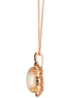 Le Vian Chocolatier Neopolitan Opal (2-7/8 ct. t.w.) & Diamond (1/4 ct. t.w.) Halo 20" Adjustable Pendant Necklace in 14k Rose Gold