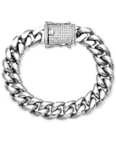 Men's Diamond Pave Clasp Curb Link Bracelet (1/2 ct. t.w.) in Stainless Steel