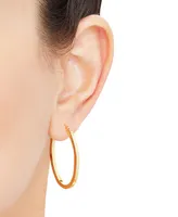 Polished Oval Flat-Edge Tube Earrings in 10k Gold, 1-1/5"