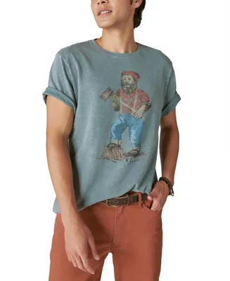 Lucky Brand Men's Lumberjack Bear Graphic Short Sleeve Crewneck T-Shirt