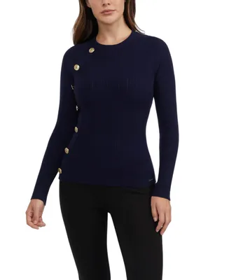 Bebe Women's Long Sleeve Top with Snap Buttons