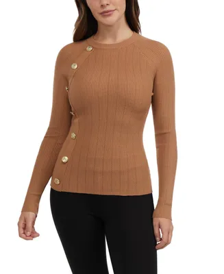 Bebe Women's Long Sleeve Top with Snap Buttons