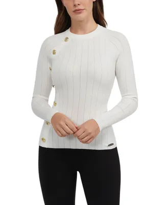 Bebe Women's Long Sleeve Top with Snap Buttons