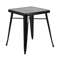 Merrick Lane Benson 23.75" Square Metal Dining Table For Indoor And Outdoor Use