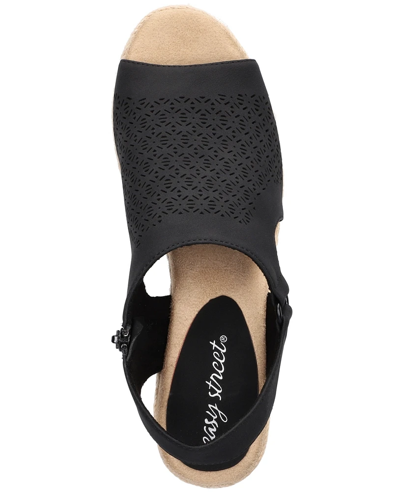 Easy Street Women's Serena Zip Espadrille Wedge Sandals