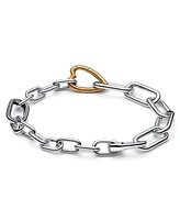 Pandora Me Sterling Silver and 14K Gold-Plated Two-Tone Heart Link Chain Bracelet