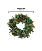 Village Lighting 30" Holiday Wreath with Lights, Magnolia Leaf