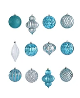 Holiday Lux Shatter-Resistant 12 Piece Christmas Tree Ornament Set with Re-Useable Box