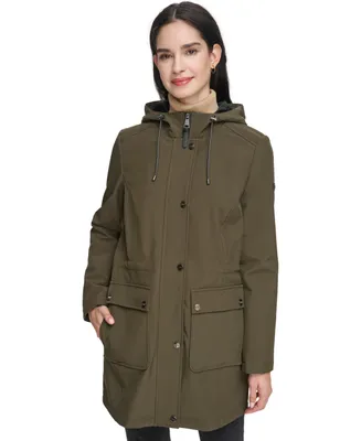 Dkny Women's Drawstring-Hood Snap-Front Anorak Raincoat