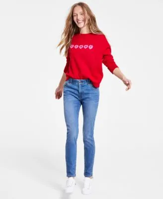 Tommy Hilfiger Womens Heart Sweater Th Flex Waverly Skinny Jeans
