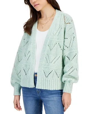 Hippie Rose Juniors' Knit Open-Front Cardigan Sweater