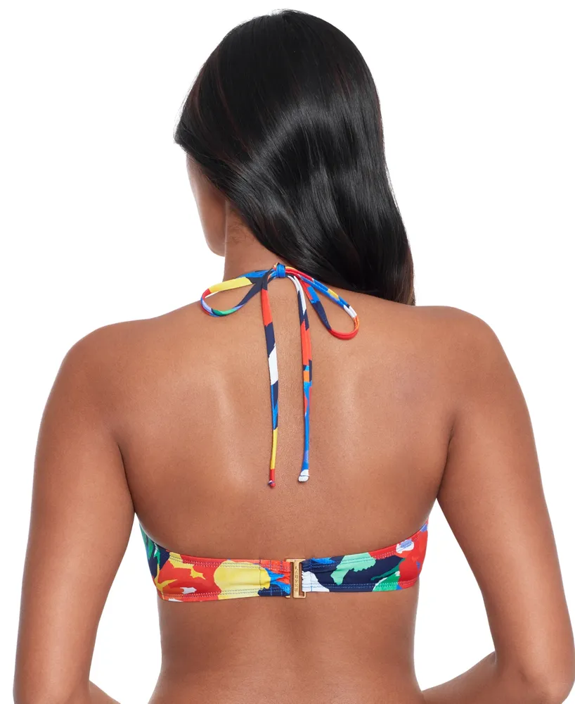 Lauren Ralph Women's Printed V-Wire Bandeau Bikini Top