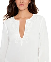 Lauren Ralph Women's Embroidered Tunic Cover-Up