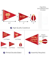Lunar New Year - 2024 Year of the Dragon - Pennant Flag Centerpieces - Set of 20