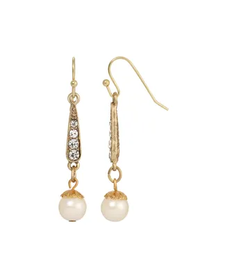 2028 Crystal Imitation Pearl Linear Drop Earrings