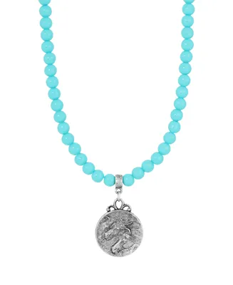 2028 Acrylic Faux Turquoise Bead Horse Pendant Necklace