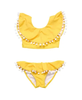 Toddler, Child Girls Hello Yellow Flounce Bikini
