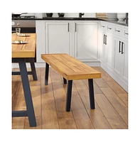 Tokar Rustic Acacia Wood Bench With Seating For Two, Flared Wooden Legs And Slatted Surface For Indoor And Outdoor Use