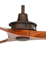 52" Windspun Rustic Farmhouse 3 Blade Indoor Ceiling Fan with Remote Control Oil Rubbed Bronze Brown Walnut Solid Wood for Living Kitchen House Bedroo