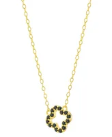 Giani Bernini Simulated Black Spinel Open Clover Pendant Necklace (1/2 ct. t.w.) in 18k Gold-Plated Sterling Silver, 16" + 2" extender, Created for Ma