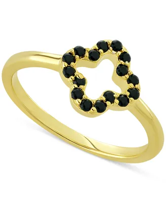 Giani Bernini Simulated Black Spinel Openwork Clover Ring (1/6 ct. t.w.) 18k Gold-Plated Sterling Silver, Created for Macy's