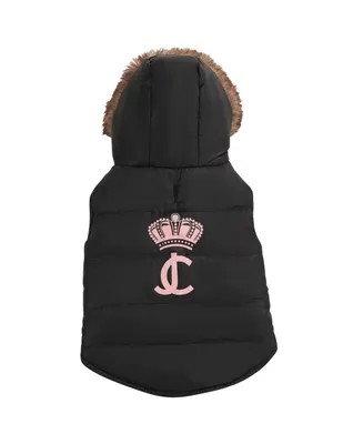 Juicy Couture Faux Fur Hooded Pet Jacket for Dogs and Cats, Extra Small/Small - (