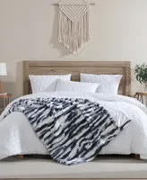 Closeout! French Connection Abstract Printed Faux Fur Throw, 60" x 50"