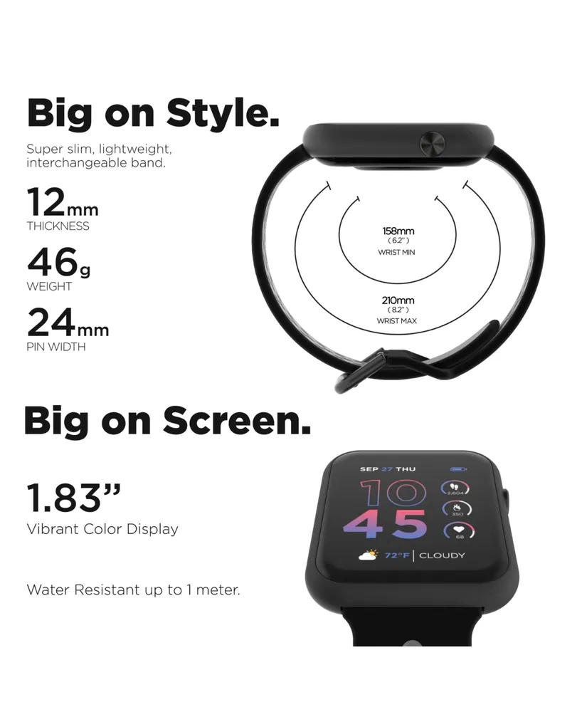 iTouch Air 4 Unisex Black and Gray Silicone Smartwatch 46mm