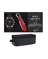 American Exchange Men's Quartz Black Silicone Strap Watch 50mm Gift Set