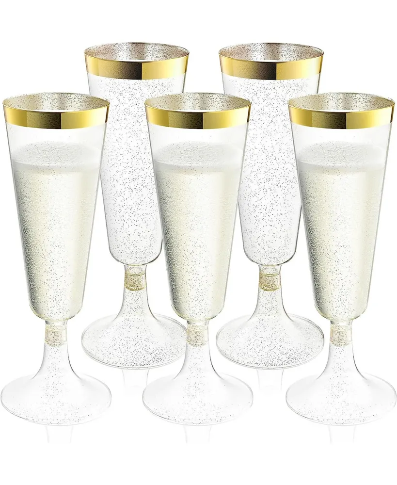 Gold Glittered Plastic Wine Glasses