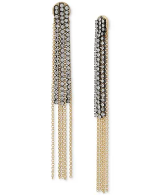 Lucky Brand Two-Tone Crystal & Chain Fringe Statement Earrings